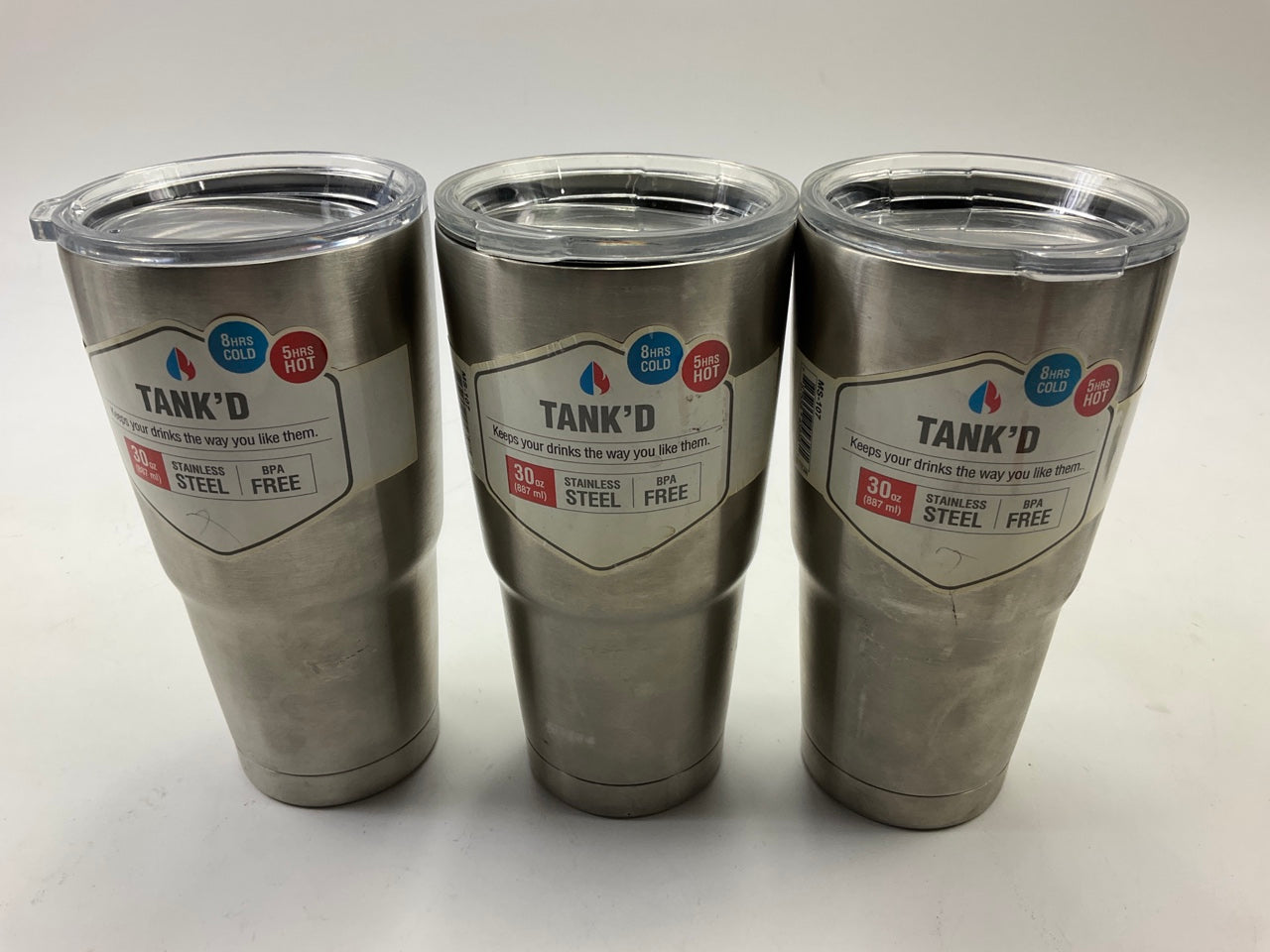 (3) PACK - Tankd MS107 30oz Tumbler Stainless Steel Cup For Coffee, BPA Free