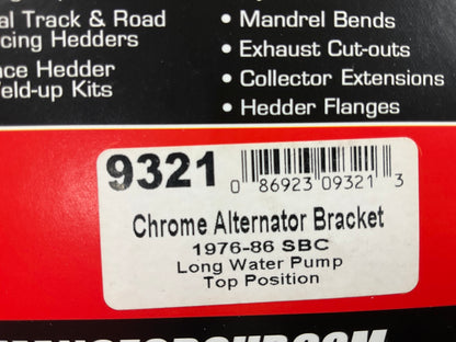 Td Transdapt 9321 Chrome Alternator Top Bracket, 1976-1986 SBC Long Water Pump