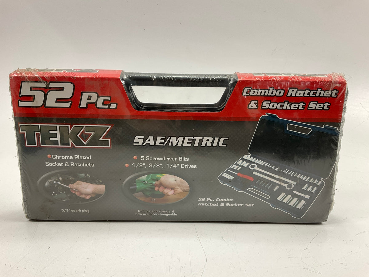 Tekz 18198 Titan 52-piece Socket & Ratchet Tool Set: 1/4'' + 3/8'' + 1/2'' Drive