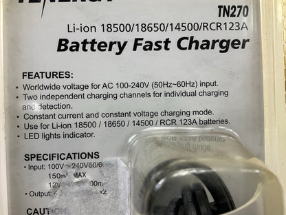 Tenergy 01270 2-slot Battery Charger For Li-ion 18500, 14500 Batteries