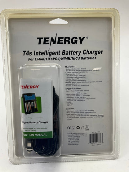 Tenergy T4s 4-Bay Universal Battery Charger Lithium Ion & AA AAA NiMH Battery