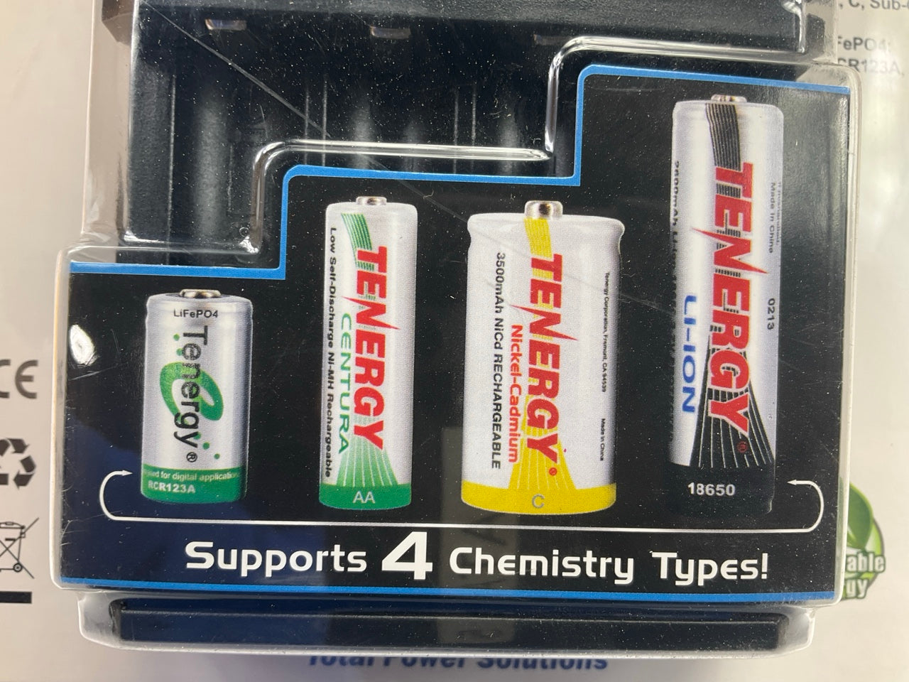 Tenergy T4s 4-Bay Universal Battery Charger Lithium Ion & AA AAA NiMH Battery