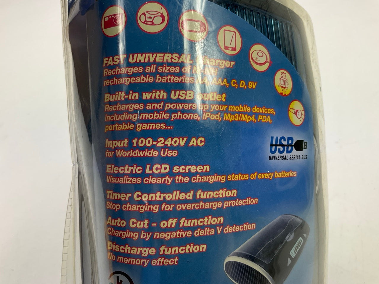 Tenergy T9688 Universal LCD Screen Battery Charger For AA/AAA/C/D/9V W/ USB Port