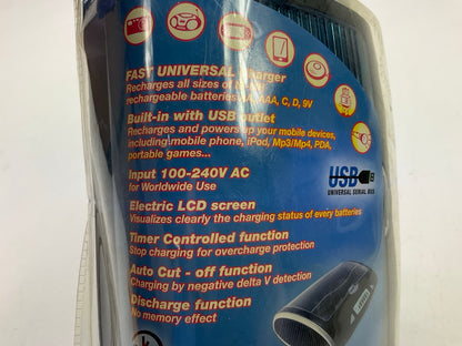 Tenergy T9688 Universal LCD Screen Battery Charger For AA/AAA/C/D/9V W/ USB Port