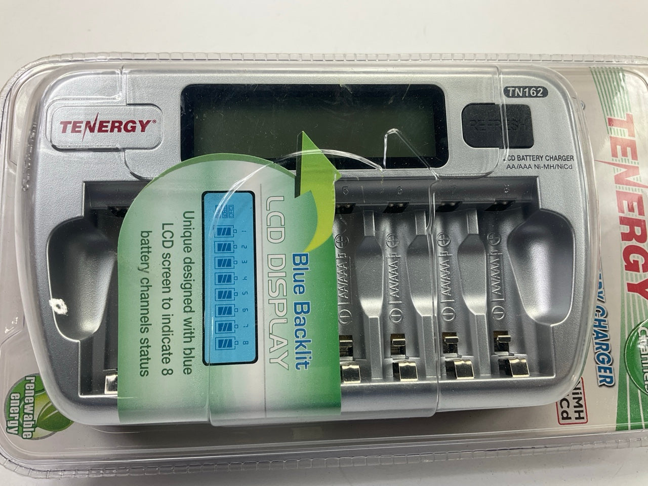 Tenergy TN162 8-Bay AA AAA NiMH NiCd Smart LCD Battery Charger