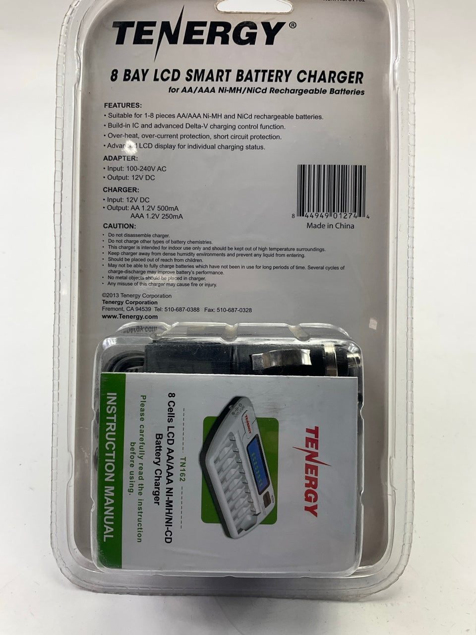 Tenergy TN162 8-Bay AA AAA NiMH NiCd Smart LCD Battery Charger