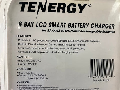 Tenergy TN162 8-Bay AA AAA NiMH NiCd Smart LCD Battery Charger