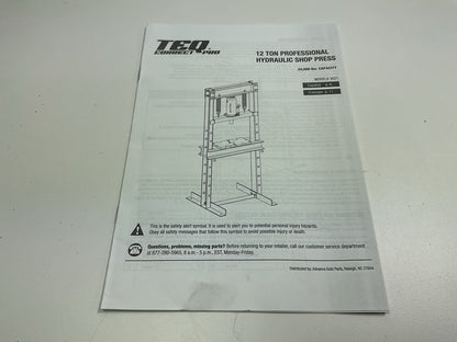 TEQ 3021 12-Ton Professional Hydraulic Shop Press