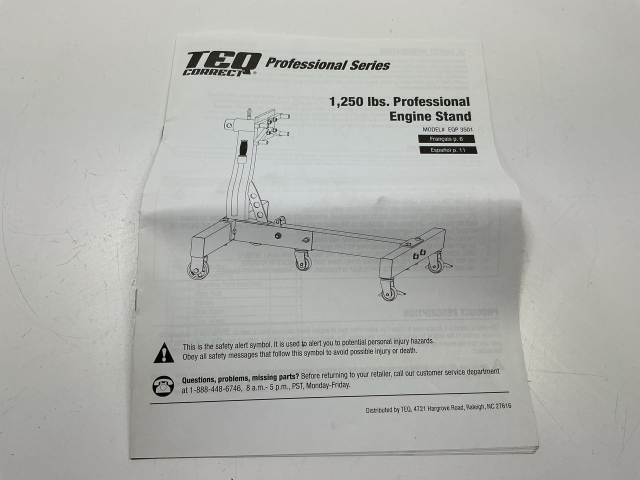 TEQ 3501 Professional 1,250 Lbs Engine Stand