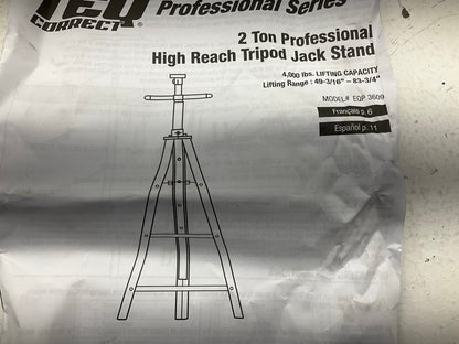 TEQ 3609 2 Ton Professional High Reach Tripod Jack Stand 49-3/16'' - 83-3/4''