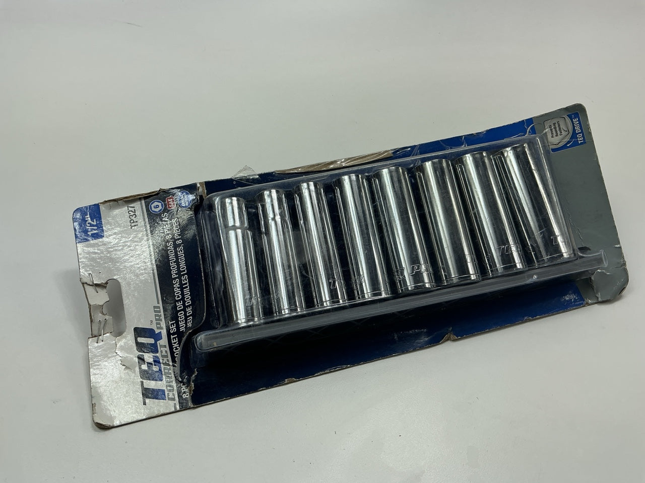 OPENED - TEQ TP327 Deep Socket Set SAE 1/2'' Drive, 8 Piece Set 1/2''-15/16''