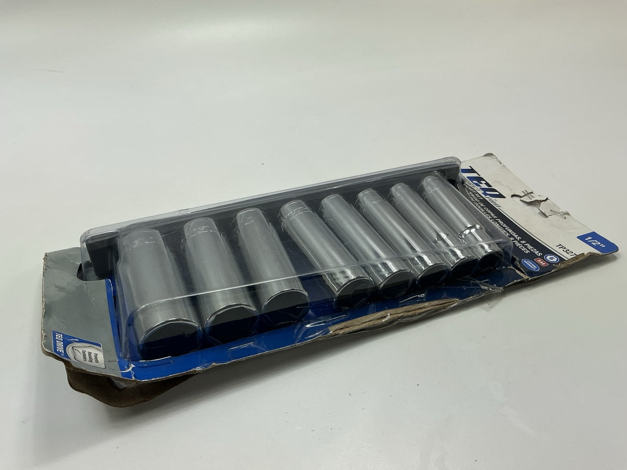 OPENED - TEQ TP327 Deep Socket Set SAE 1/2'' Drive, 8 Piece Set 1/2''-15/16''