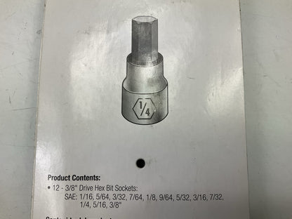 TEQ Professional TP80581N 12-Piece 3/8'' Drive Hex Bit Socket Set (SAE)