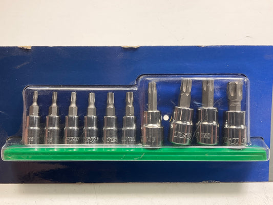 TEQ TP80722N Professional 10-Piece 1/4'' & 3/8'' Drive TorxBit Socket Set T10-T55