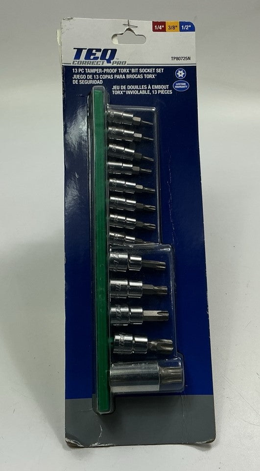 TEQ TP80725N 13-Piece Torx Tamper Proof Bit Socket Set: T7 - T60