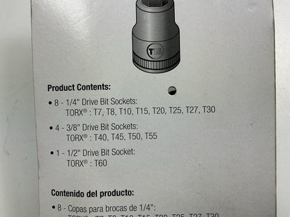 TEQ TP80725N 13-Piece Torx Tamper Proof Bit Socket Set: T7 - T60