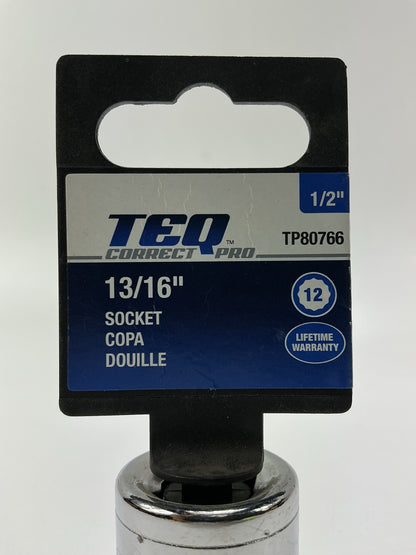 TEQ TP80766 1/2'' Drive, 12-Point Socket 13/16'' SAE