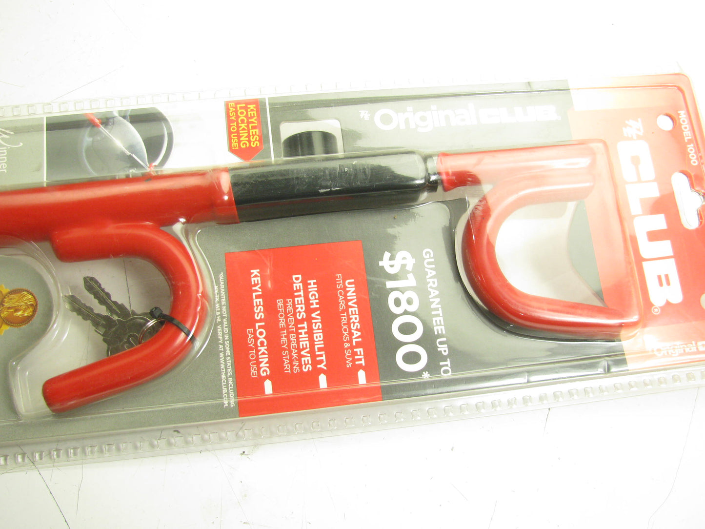 The Club 1000 Original Club Steering Wheel Lock, Red, Anti-theft Car Truck Lock