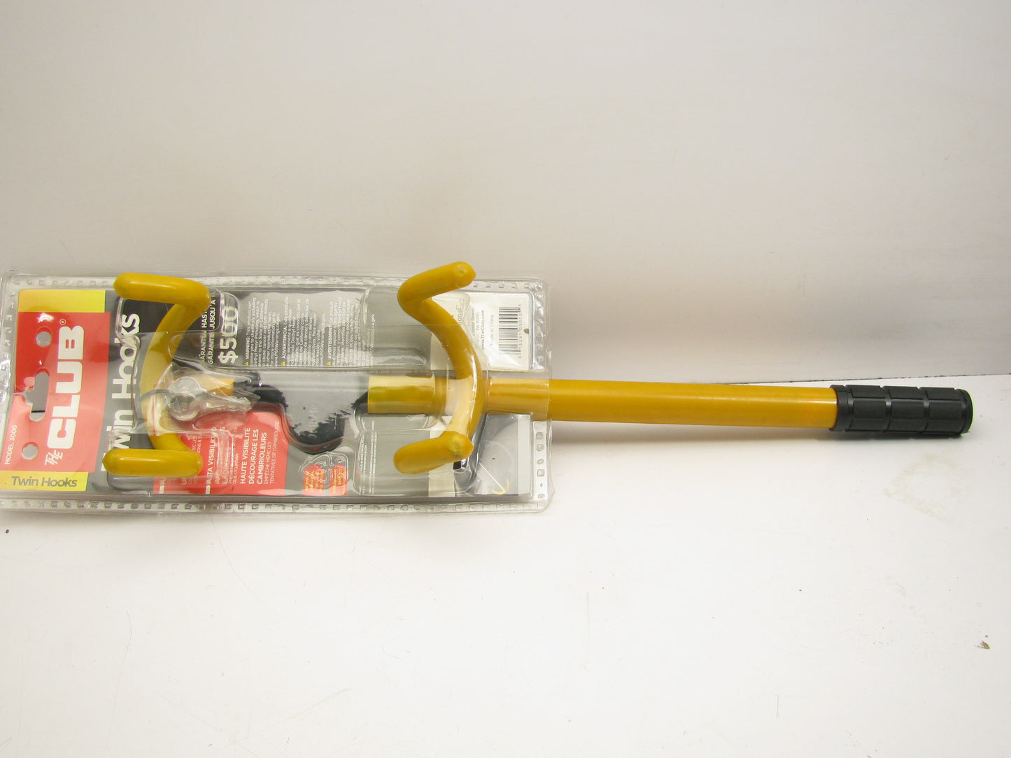 The Club 3000 Universal Anti-Theft Twin Hooks Steering Wheel Lock, Yellow