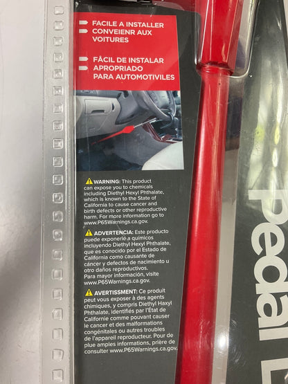 The Club CL303 Pedal To Steering Wheel Anti-theft Lock, Red, Within 22.5''-30''