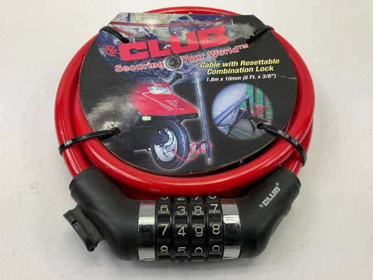 The Club 6' Long 3/8'' Thick Cable With Re-settable 4 Digit Combination Bike Lock