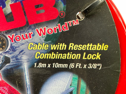 The Club 6' Long 3/8'' Thick Cable With Re-settable 4 Digit Combination Bike Lock