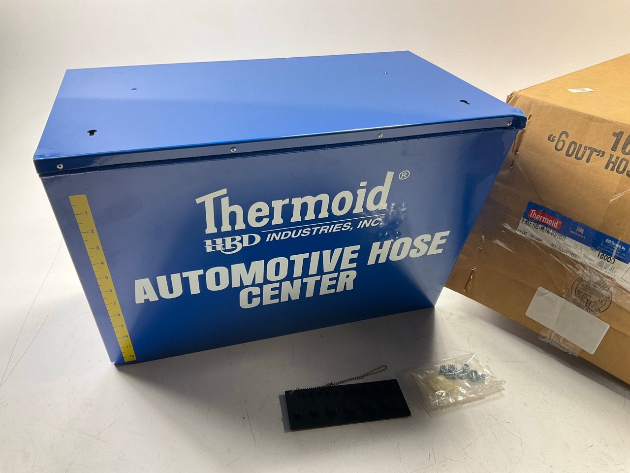 DENTED - Thermoid 1600D BLUE Metal Automotive Hose Dispenser Cabinet 20''x12''x14''