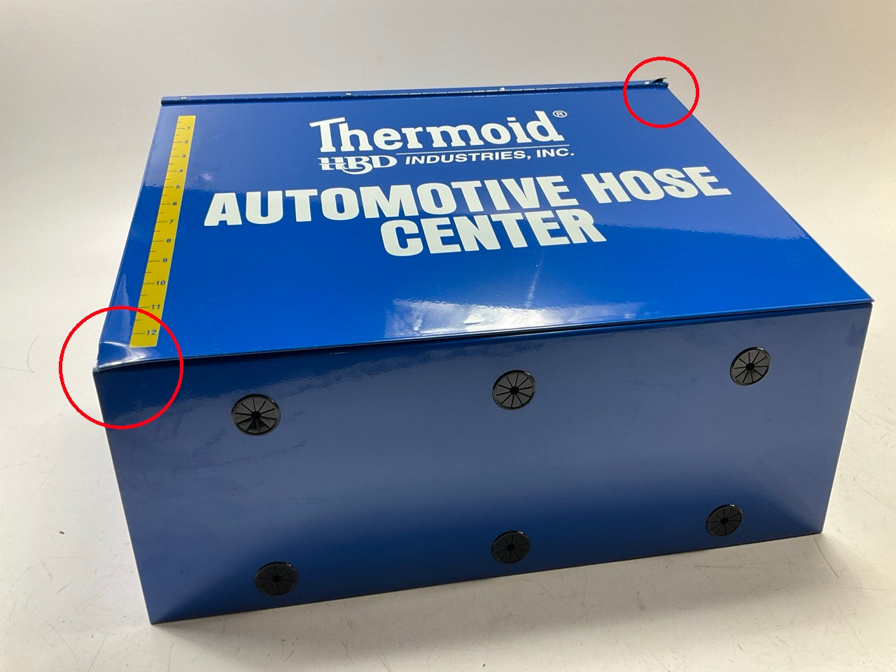 DENTED - Thermoid 1600D BLUE Metal Automotive Hose Dispenser Cabinet 20''x12''x14''