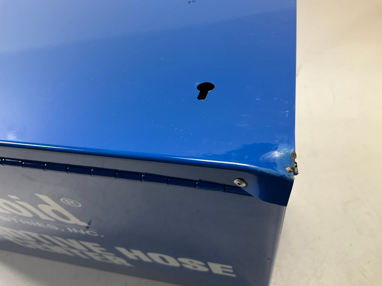 DENTED - Thermoid 1600D BLUE Metal Automotive Hose Dispenser Cabinet 20''x12''x14''