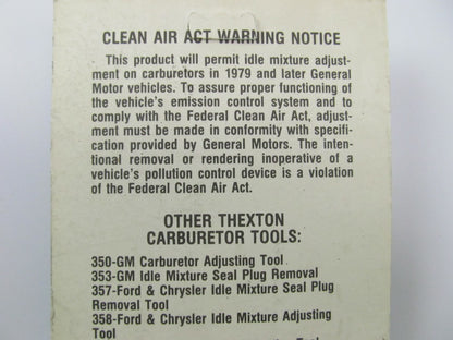 Thexton 358 Carburetor Idle Mixture Adjusting Tool For 1981-up Chrysler & Ford