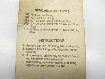 Thexton 508 Self-Tapping Fuel Line Fitting For GM 3/8'', 5/16'' Quadrajet, Dualjet