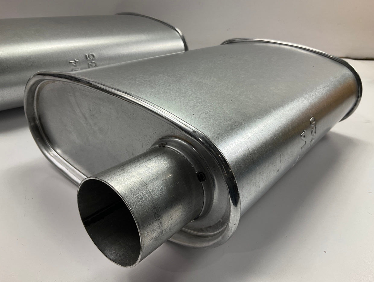 (2) Thrush 17714 TURBO Dual Exhaust Mufflers - 2.25'' Offset Inlet/Outlet, 18.5 L