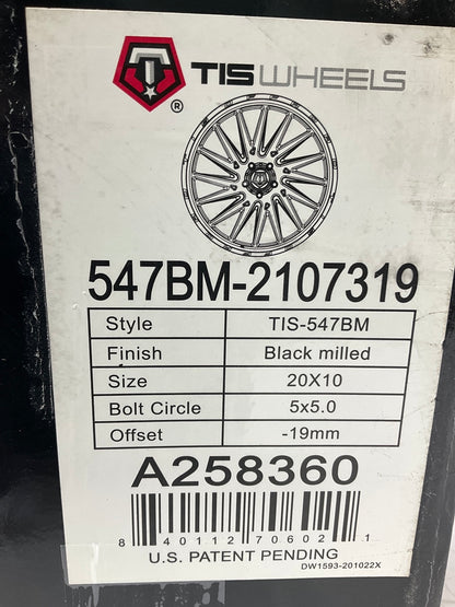 TIS Offroad 547BM-2107319 Black Milled Finish Alloy Wheel Rim 20x10'', 5x5'' PCD