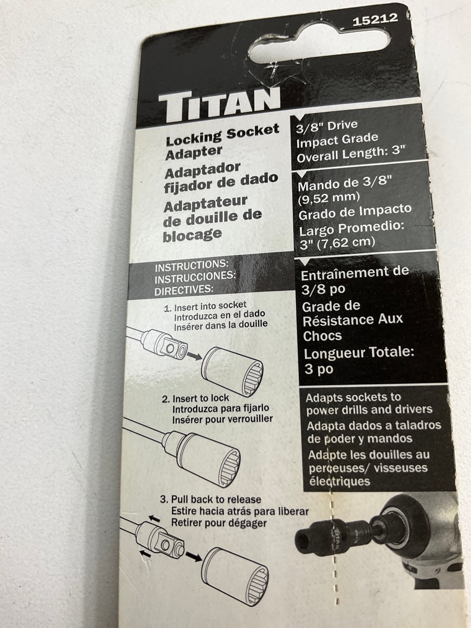 Titan 15212 3'' Hex To Square Locking Socket Adapter (1 Piece)
