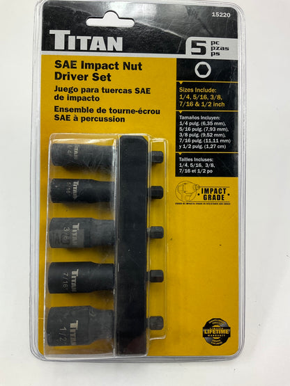 Titan 15220 SAE Impact Grade Nutsetter Set (5 Pieces) Nut Driver 1/4''-1/2'' Size