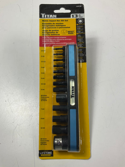 Titan 16038 Metric Hex Impact Bit Set With Bit Holder (13 Pieces)