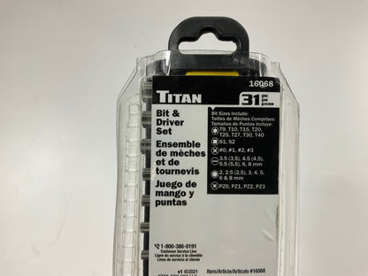 Titan 16068 31-Piece Multi-Bit Screwdriver Set - Slotted, Hex, Phillips, Pozi
