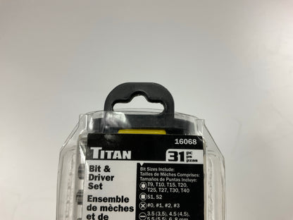 Titan 16068 31-Piece Multi-Bit Screwdriver Set - Slotted, Hex, Phillips, Pozi