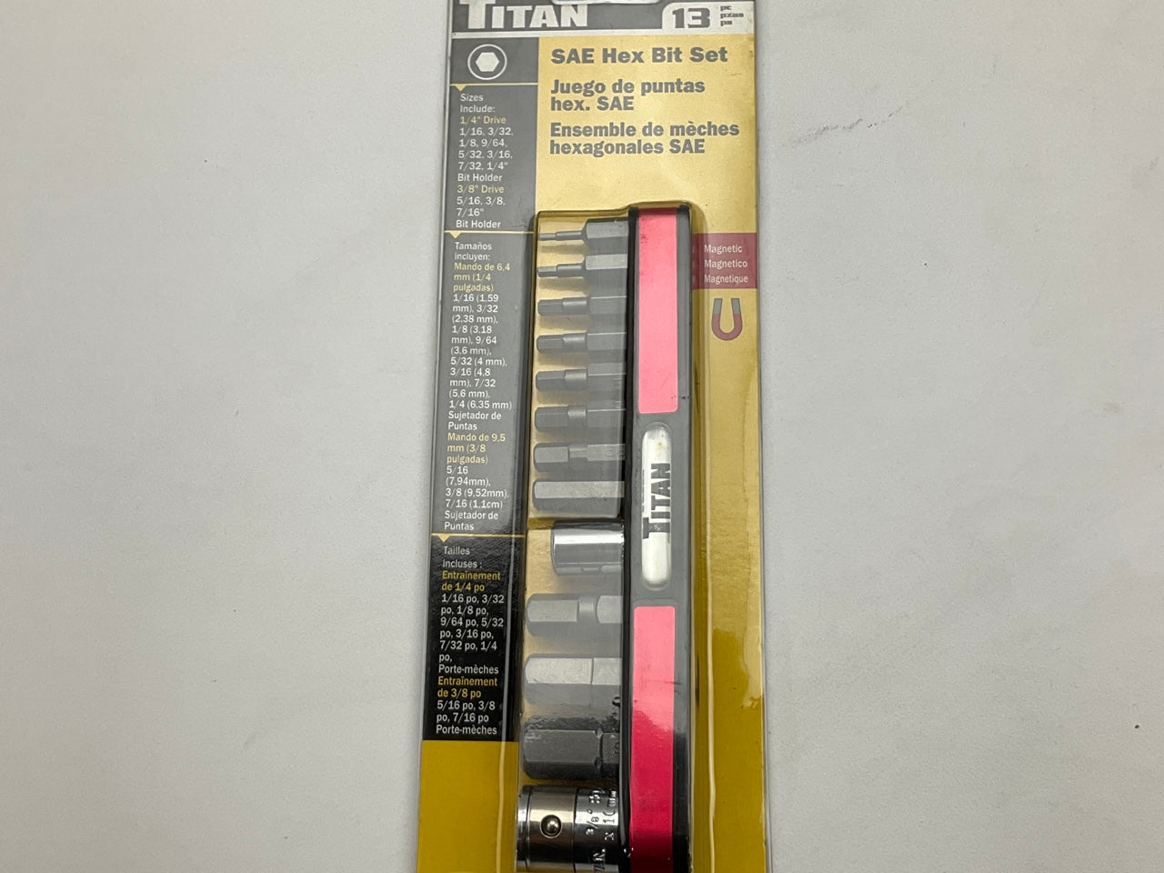 Titan 16111 SAE Hex Bit Set With Bit Holder (13 Pieces)