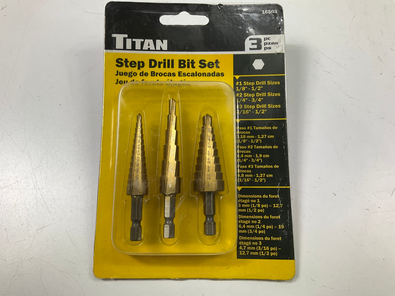 Titan 16503 3-piece Step Drill Bit Set
