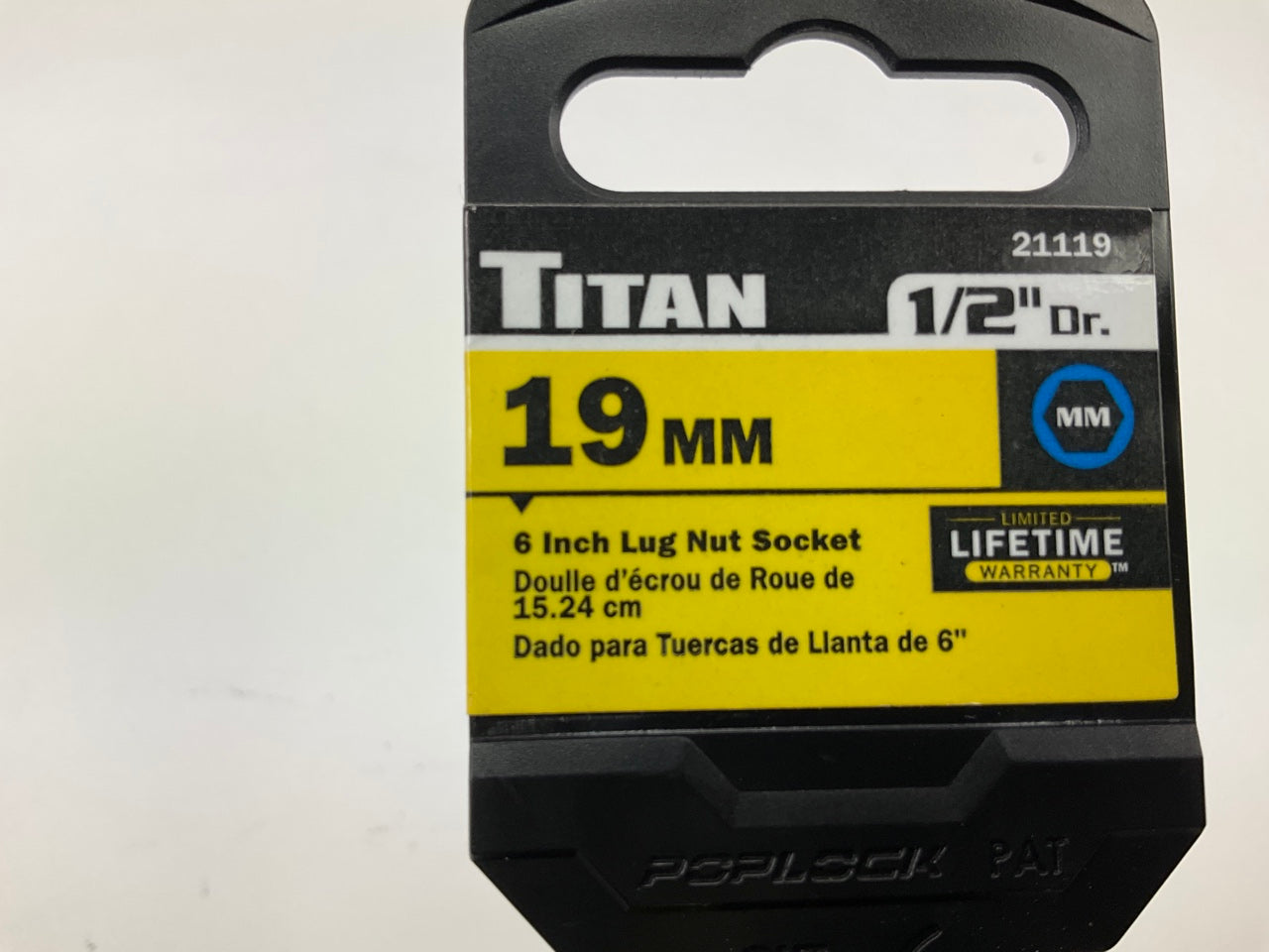 Titan 21119 1/2 In. Drive X 19 Mm XL Lug Nut Socket