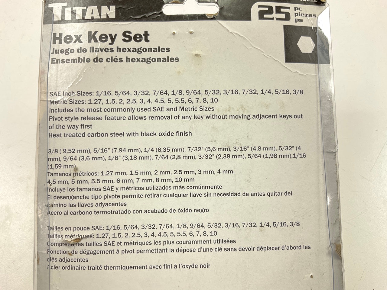 Titan 32912 25-Piece 1/16'' To 3/8'' And 1.27 To 10 Mm SAE/Metric Hex Key Set