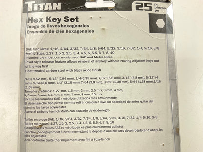 Titan 32912 25-Piece 1/16'' To 3/8'' And 1.27 To 10 Mm SAE/Metric Hex Key Set