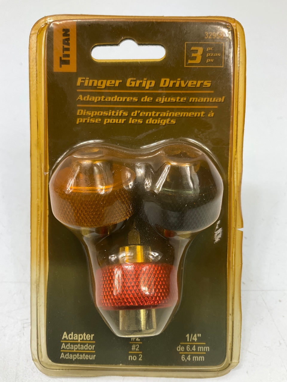 Titan 32958 3 Piece Finger Drive Set, 1/4'' Flat. #2 Philips & 1/4'' Socket