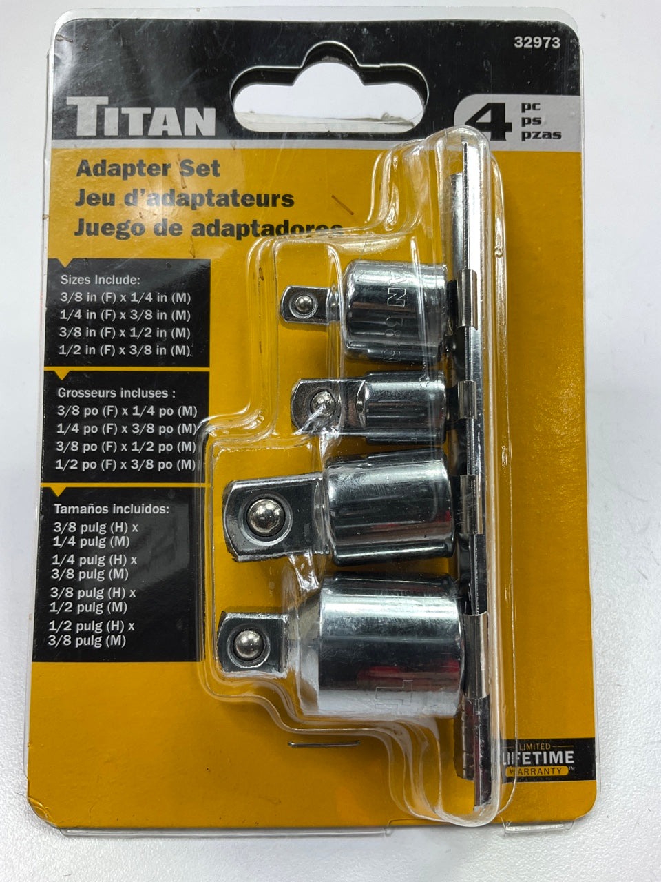 Titan 32973 Mixed Drive Size Socket Adapter Set, 4 Pieces
