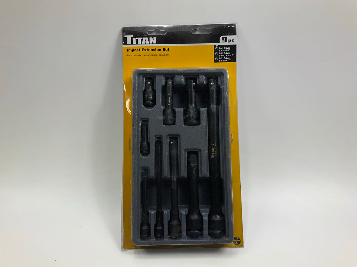 Titan Tools 40109 9 Piece Assorted Impact Extension Bar Set: 1/4'', 3/8'', & 1/2''