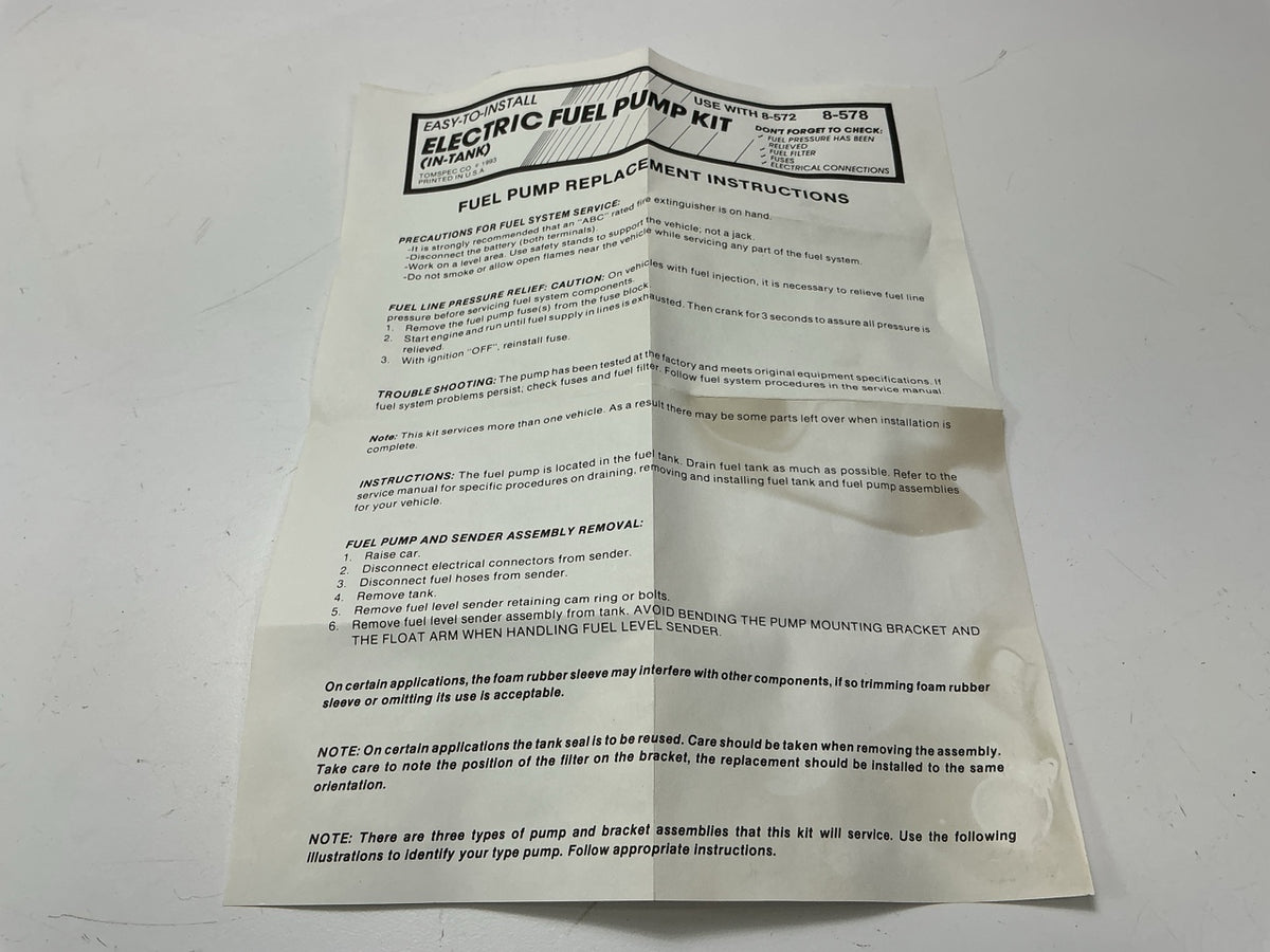 Tomco 23040 Fuel Pump Kit, Original Tomco Quality Pump !