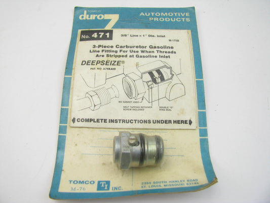 Tomco 471 Stripped Thread Carburetor 3-piece Fuel Line Fitting 3/8'' Line X 1''