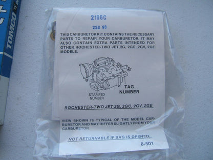 Tomco 5196C Carburetor Rebuild Kit - 1970-1972 Buick Skylark Rochester 2GV 2-BBL
