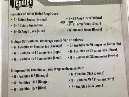 Tool Choice 17610 36 Piece Automotive Fuse Assortment: 5, 10, 15, 20, 25, 30 Amp